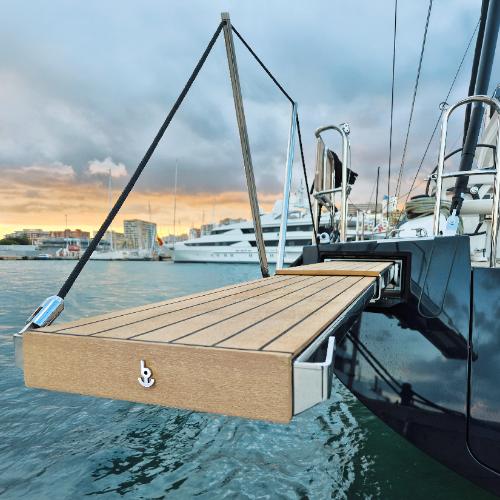 passerella per barca con pedana in teak